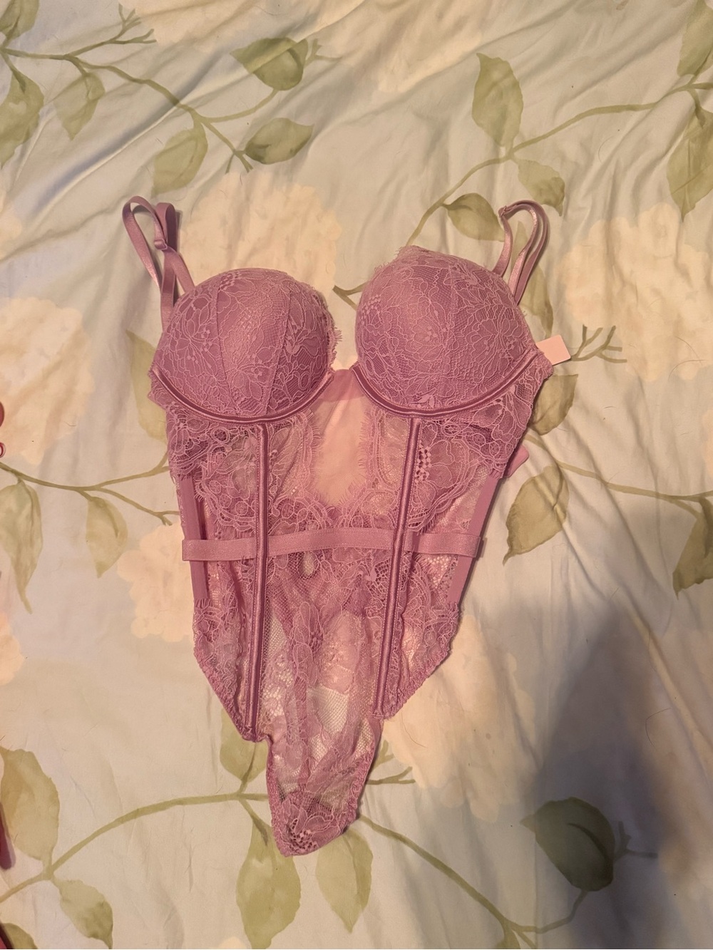 Lace Bustier push up Bodysuit in Dusty Pink